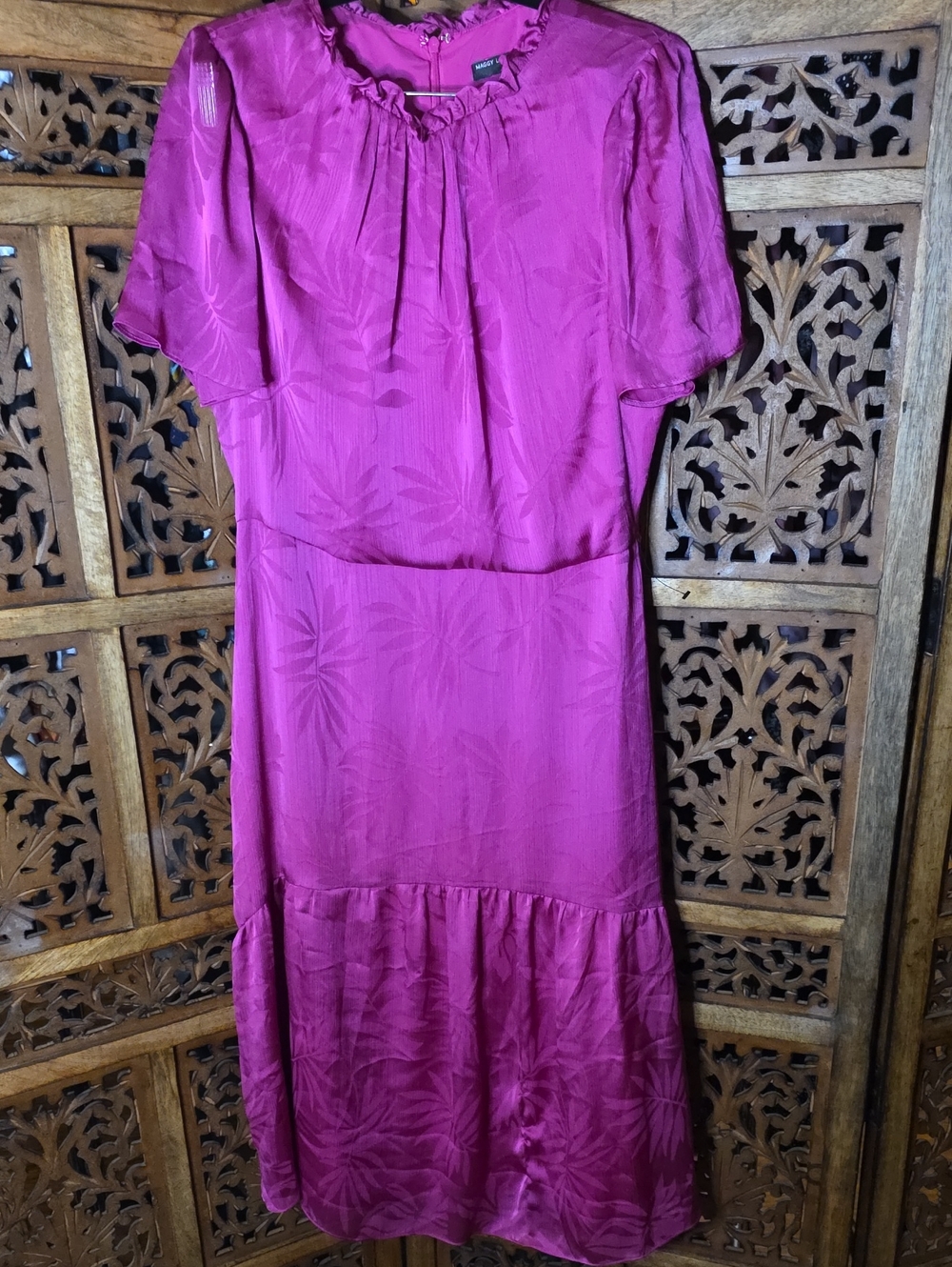 Maggy London Fuchsia Floral-Jacquard Midi Dress